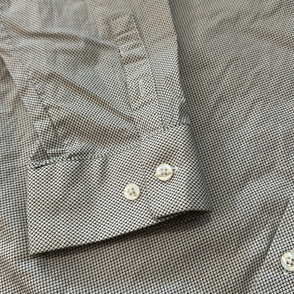 01. Algo Mens Button Down Cotton Long Sleeve Gray/Black Geometric Design Size XL - Picture 2 of 10